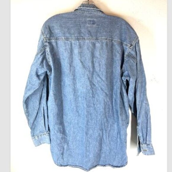 CK Calvin Klein Mens Denim Shirt Small Blue Logo y2K 90s vintage button up layer - Picture 5 of 11